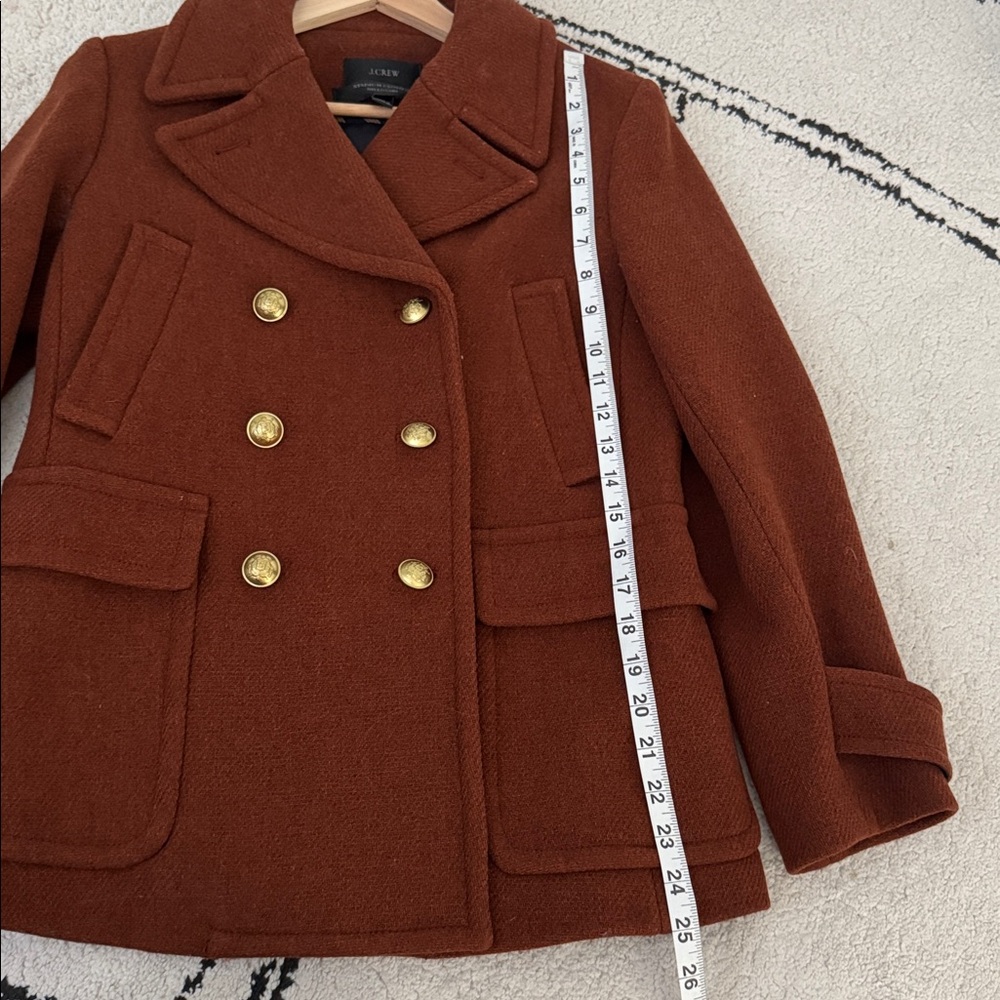 J. Crew Women's Red Brown Double-Breasted Coat - Picture 6 of 10